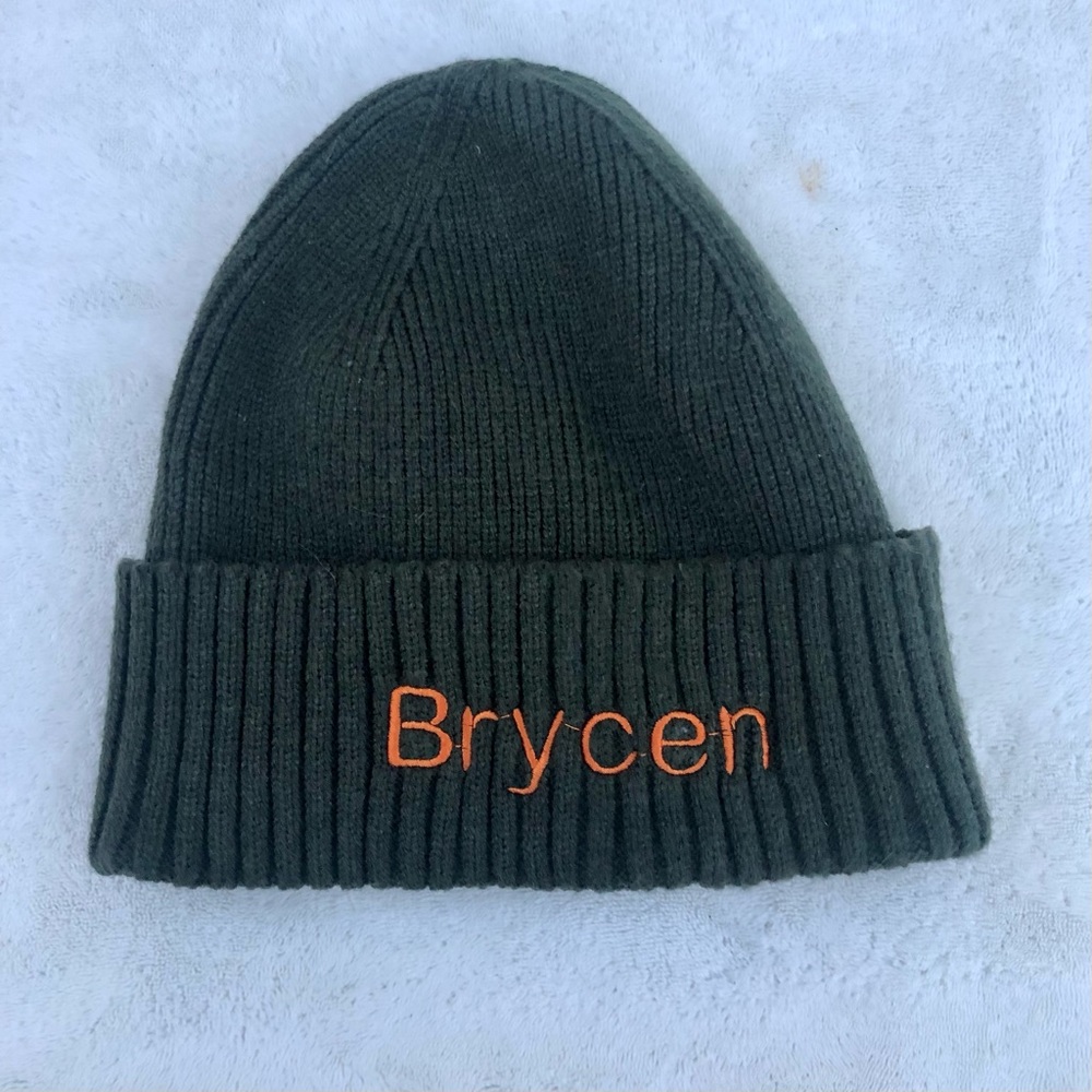Time and Tru Beanie Hat Toboggan Monogrammed Brycen Army Green